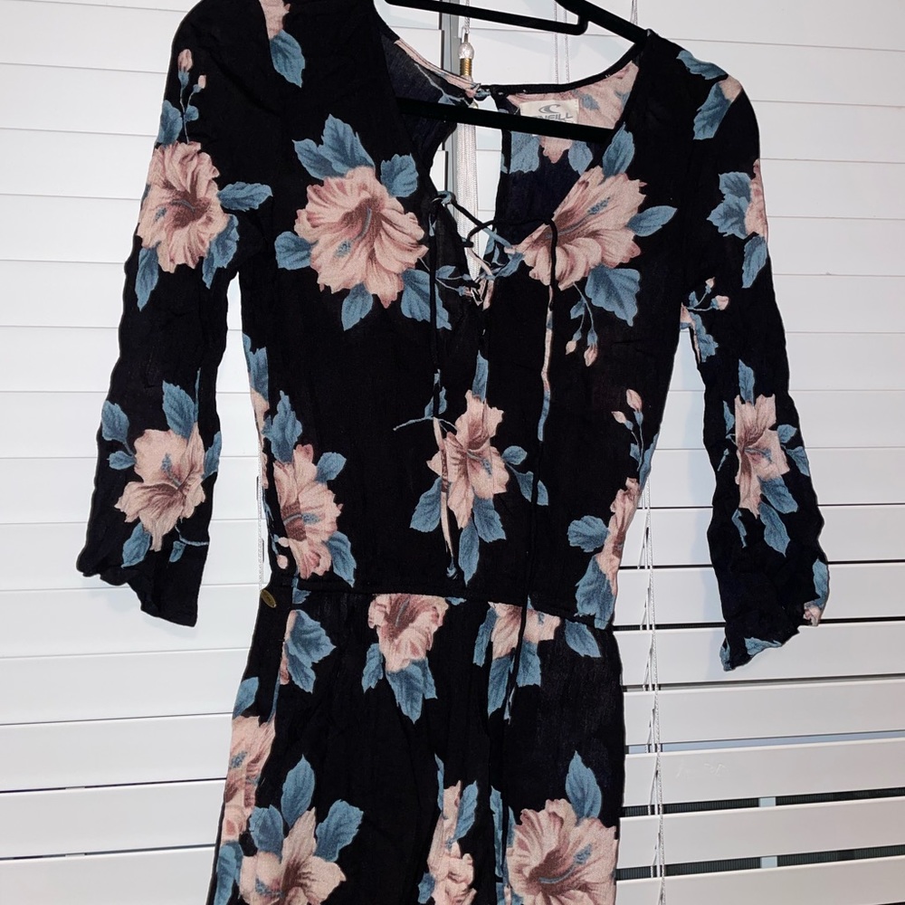 O’Neill Floral Print Lace Up Romper